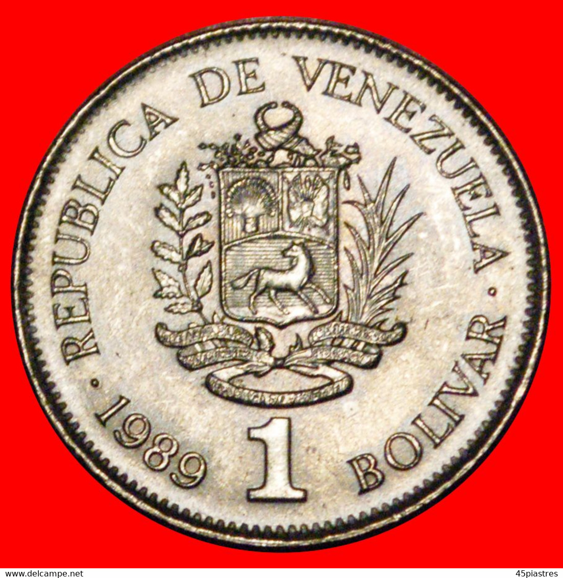 * GERMANY: VENEZUELA ★ 1 BOLIVAR 1989 UNC MINT LUSTRE! BOLIVAR (1783-1830) BOTH TYPES LOW START ★ NO RESERVE! - Venezuela