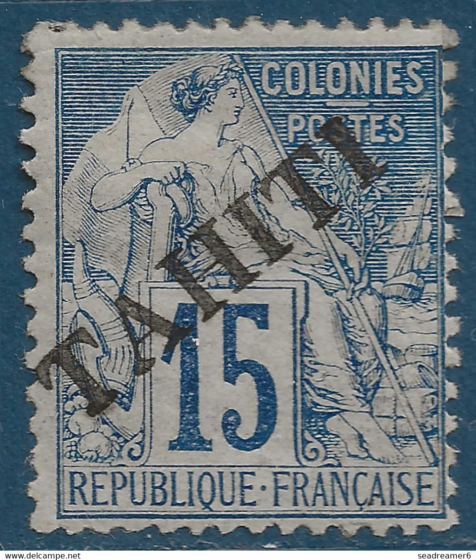 Colonies TAHITI N°12* 15c Bleu Tres Frais TTB Signé Calves & SCHELLER - Ongebruikt