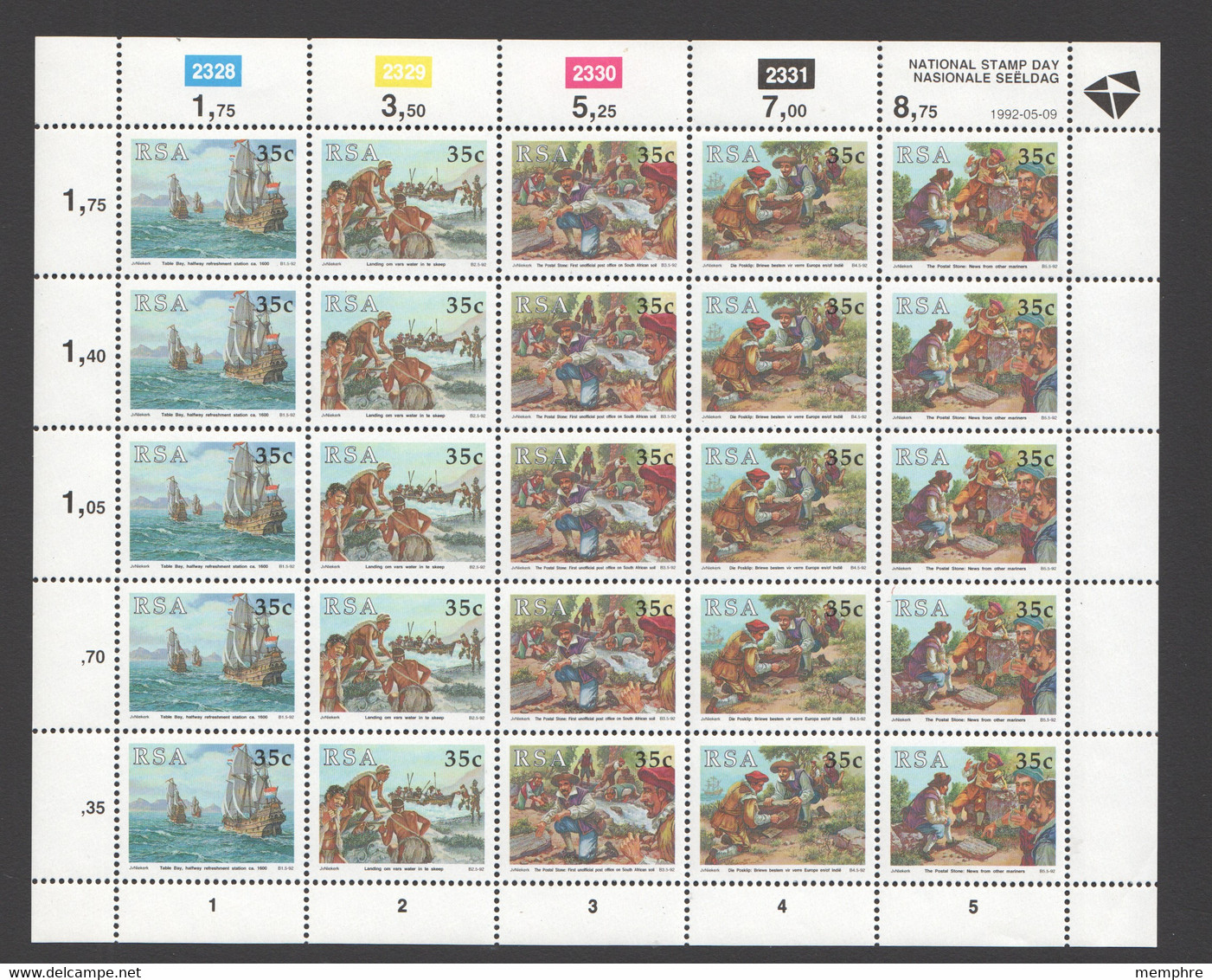 1993  Postal Stones  -  Sheet 5 Strips Of 5  Sc 819   MNH ** - Ongebruikt