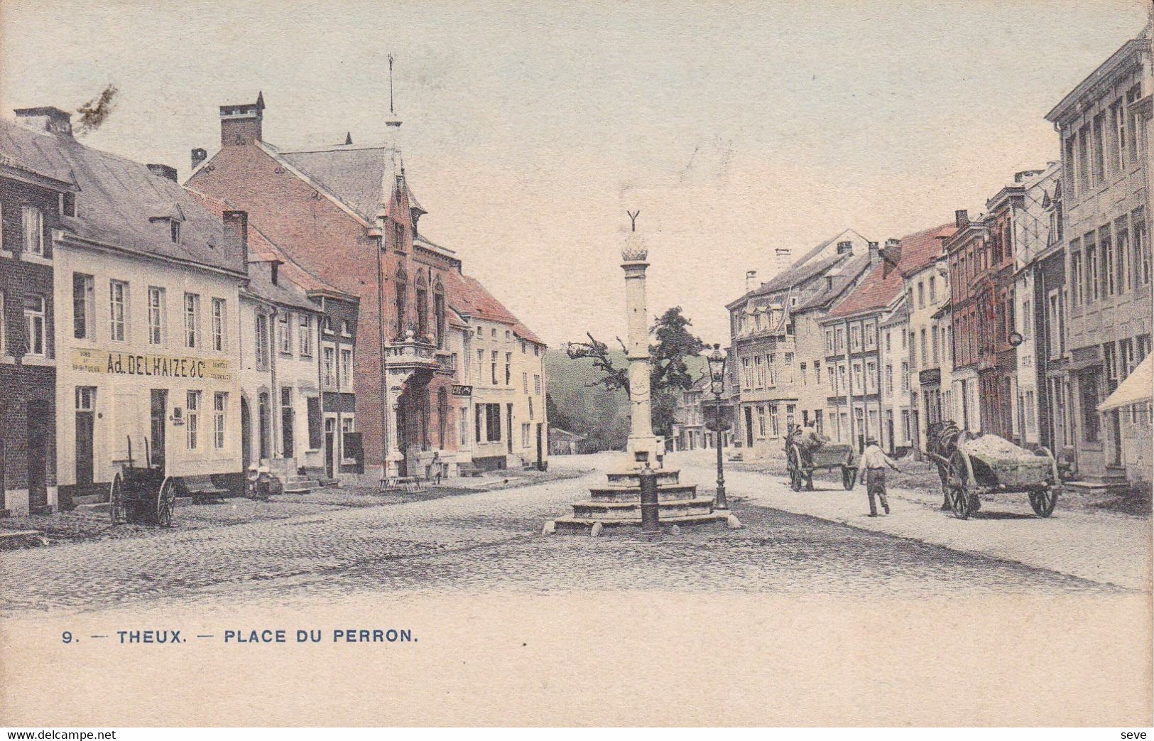 THEUX La Place Du Perron Colorisée A Voyagé Avant 1914 - Theux