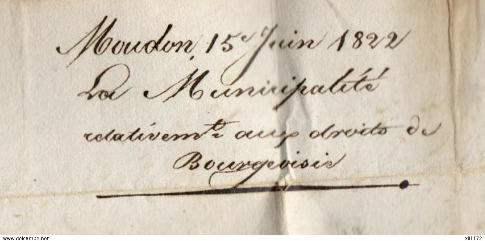 ZPH1-26 Lettre Municipalité Moudon 15 Juin 1822 Répartition Bénéfices Communaux Env. à Yverdon,signée Pissot - ...-1845 Préphilatélie