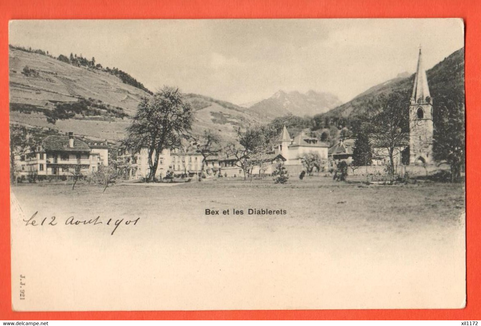 ZPH1-29  Bex Et Les Diablerets, Mention 12 Aout 1901, Circulé Sous Enveloppe,dos Simple. Jullien 921 - Bex