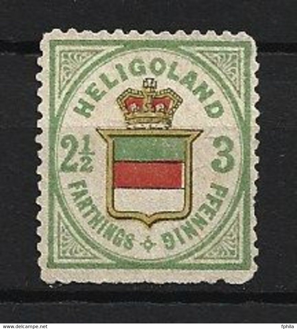 1877 HELIGOLAND 3 PFG. HAMBURG REPRINT NO GUM - Héligoland