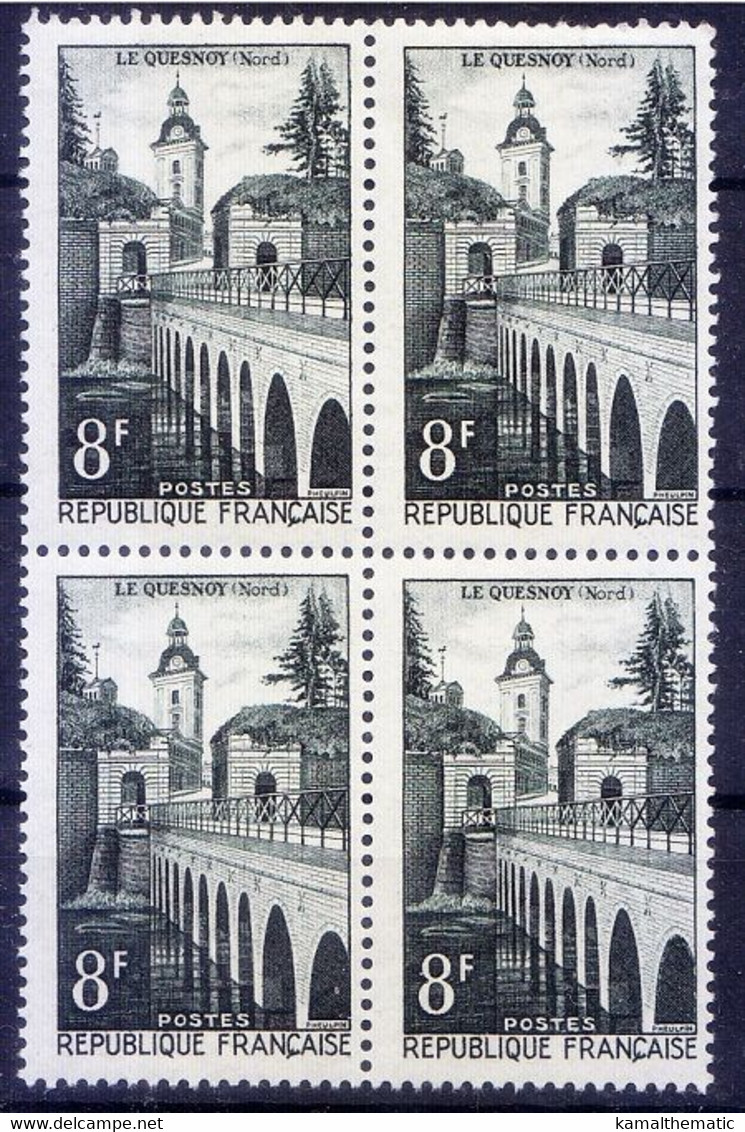 Bridge, Clock Tower, Le Quesnoy Town, France 1957 MNH Blk 4 - Horlogerie