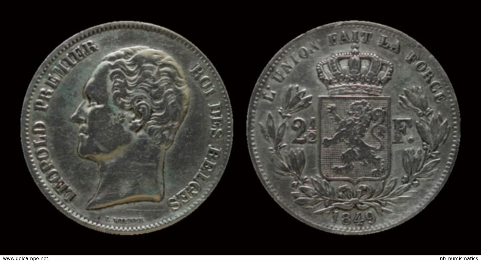 Belgium Leopold I 2 1/2 Frank 1849 Small Head - 2 ½ Francs