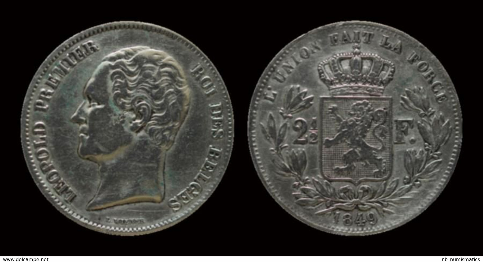 Belgium Leopold I 2 1/2 Frank 1849 Small Head - 2 ½ Frank