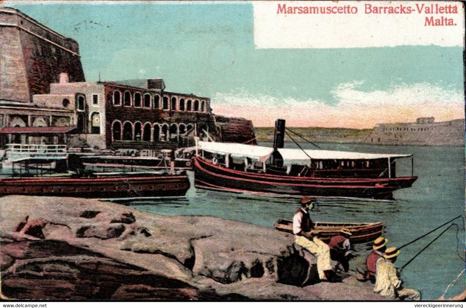 ! 1905 Alte Ansichtskarte Malta , Marsamuscetto Barracks Valetta - Malta