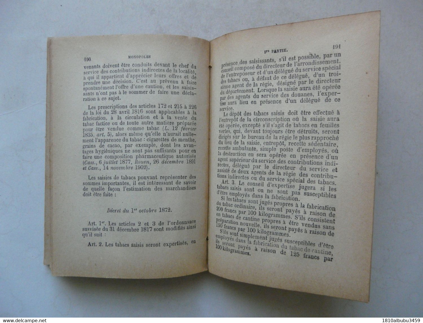 MANUEL DES CONTRIBUTIONS INDIRECTES Et  Des DOUANES à L'usage De La GENDARMERIE - Right