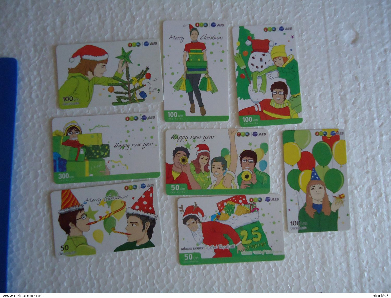 THAILAND USED   CARDS  SET 8 GREETING MERY CHRISTMAS NEW YEAR - Weihnachten