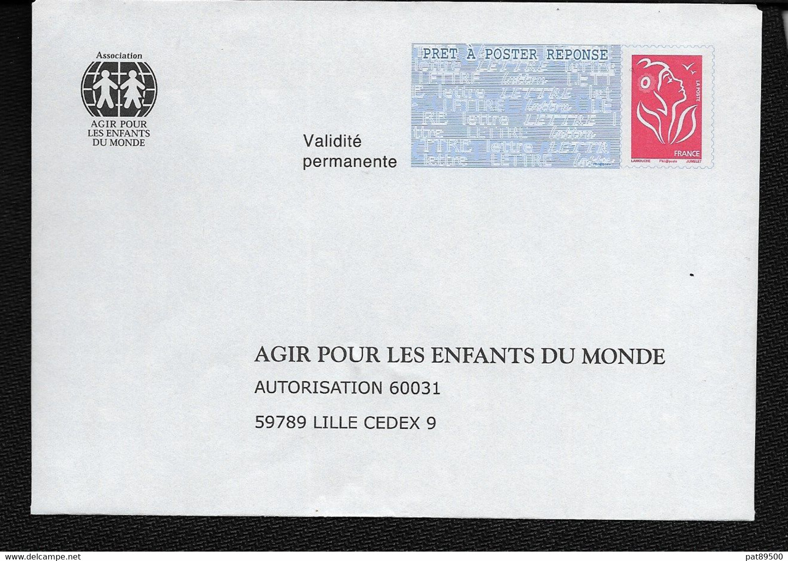 REPIQUAGE / PAP-réponse LAMOUCHE  / AGIR POUR LES ENFANTS DU MONDE / Petit  Format Non Circulé Auto..06 P 472 - PAP: Aufdrucke/Lamouche