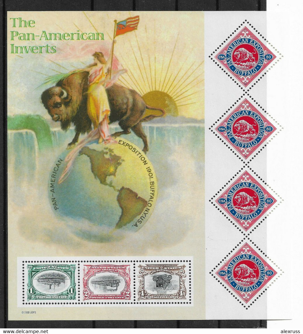 US 2001, Pan-American Invert Sheet Of 7, Scott # 3505, VF MNH** - Volledige Vellen