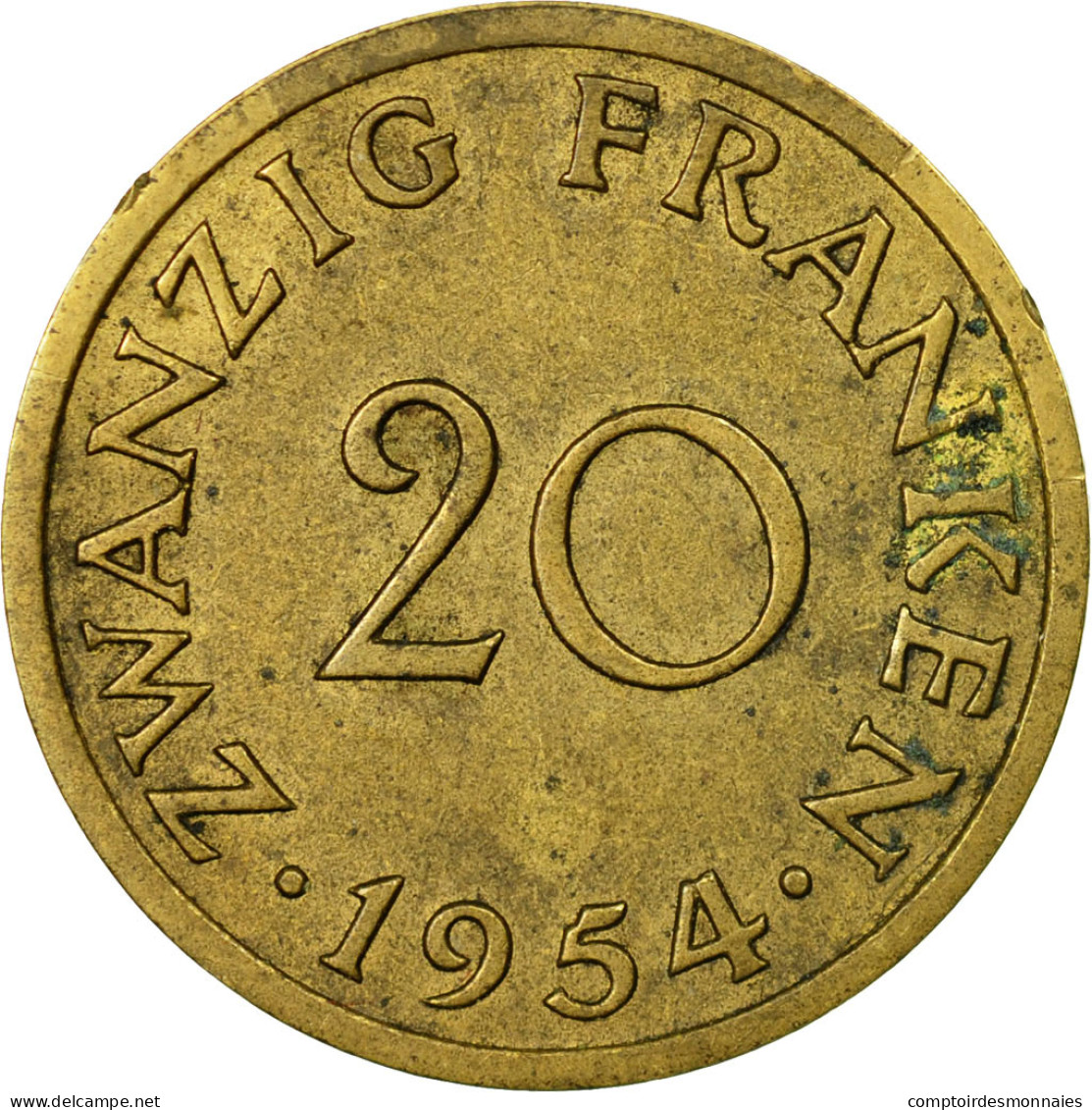 Monnaie, SAARLAND, 20 Franken, 1954, Paris, TTB, Aluminum-Bronze, KM:2 - 20 Franken