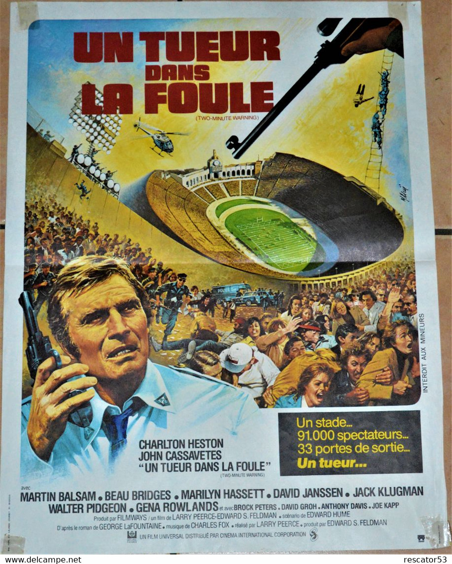 Affiche Originale Film Un Tueur Dans La Foule Charlton Heston 1976  Format 53 X 40cm - Affiches & Posters
