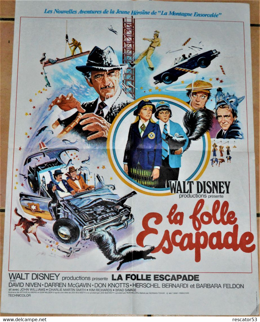 Affiche Originale Film Disney La Folle Escapade 1976  Format 53 X 40cm - Affiches & Posters