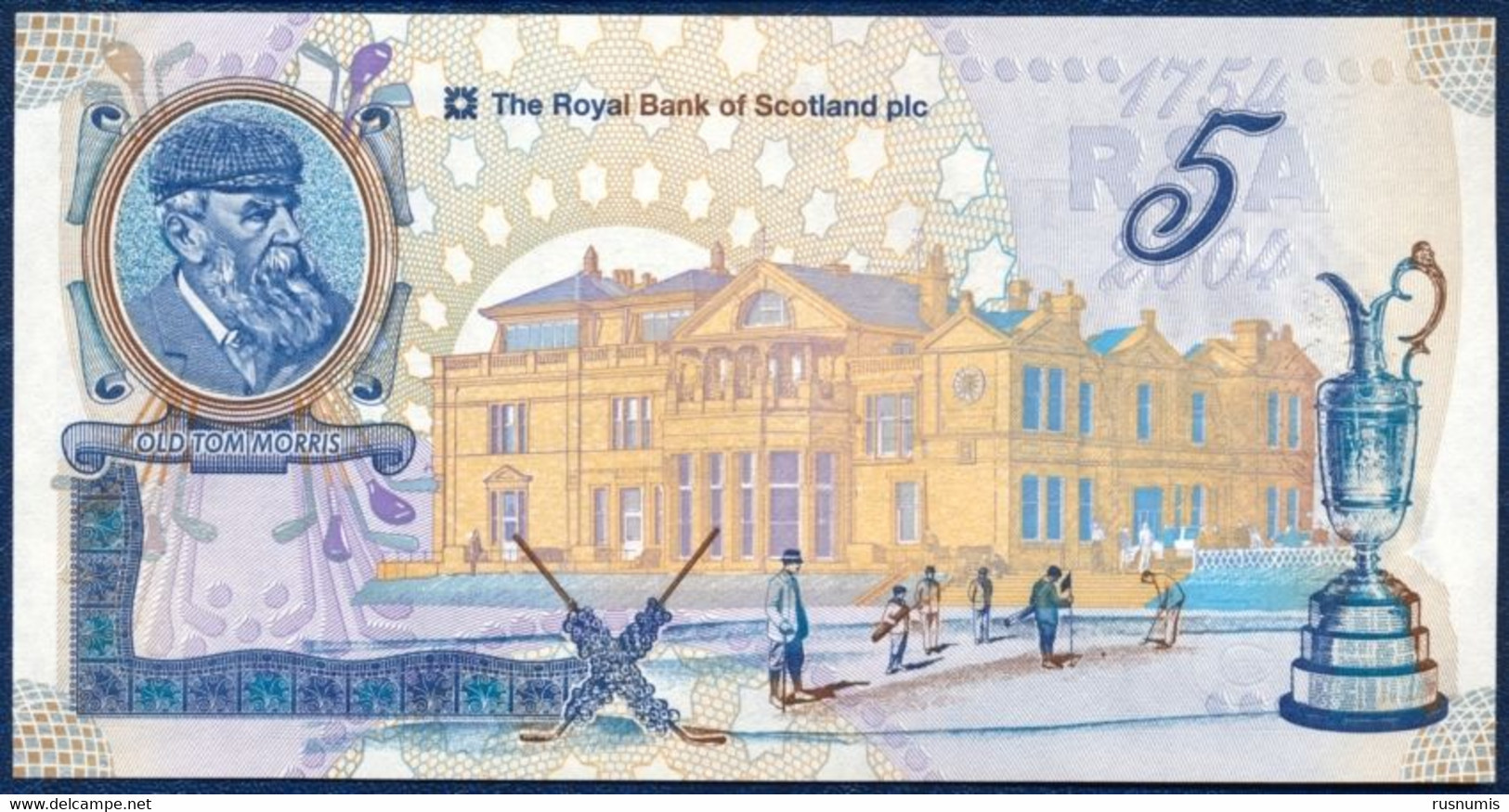 SCOTLAND - ÉCOSSE - SCHOTTLAND 5 POUNDS P-363 COMMEMORATIVE St. Andrews Golf Club, Old Tom Morris 2004 UNC - 5 Pounds