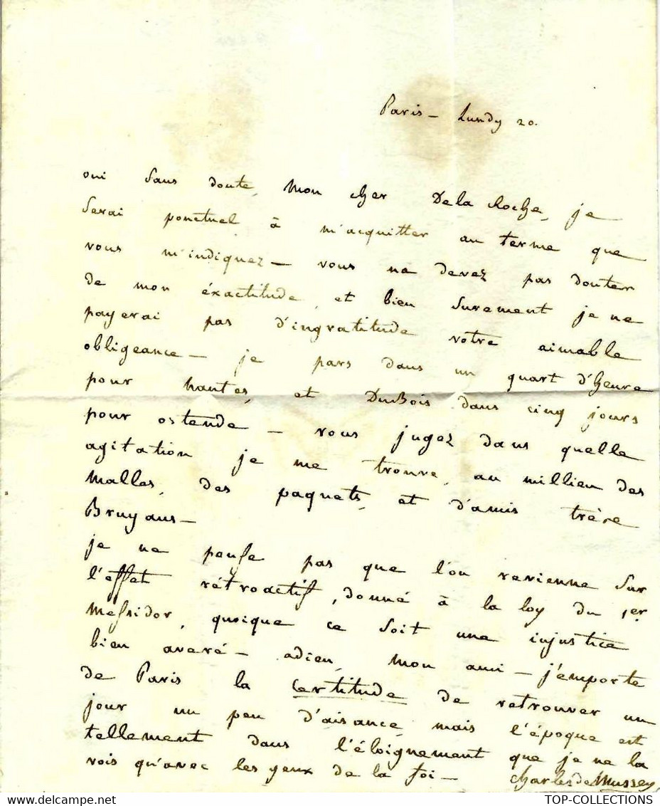 1803  Charles De Mussey à Paris Pour Delaroche Michel CORRESPONDANCE SIGNEE - Otros & Sin Clasificación