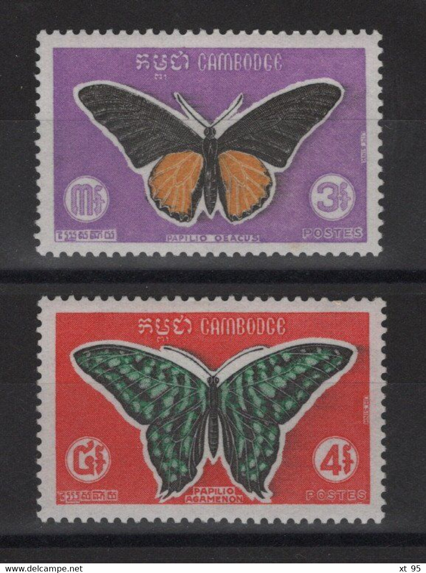 Cambodge - N°225 + 226 - Papillons - Cote 10.05€ - * Neufs Avec Trace De Charniere - Cambodge