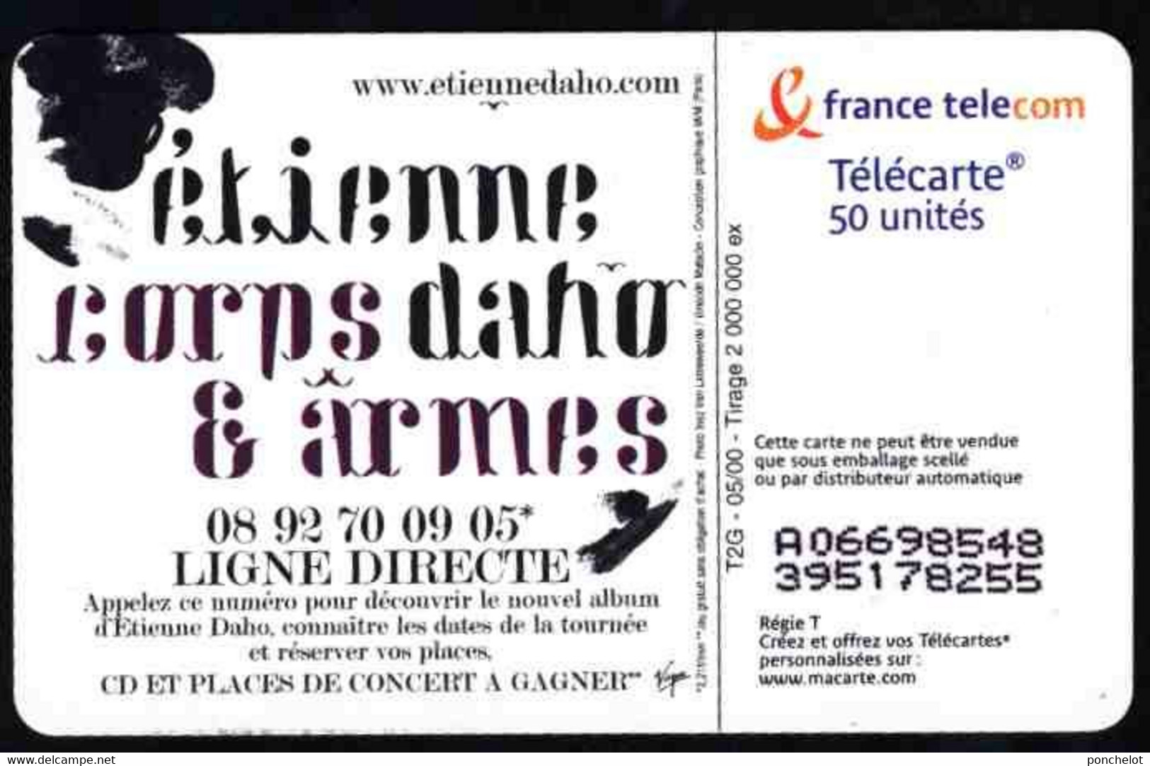 TC FRANCE TELECOM Télécarte Etienne Daho - Teléfonos