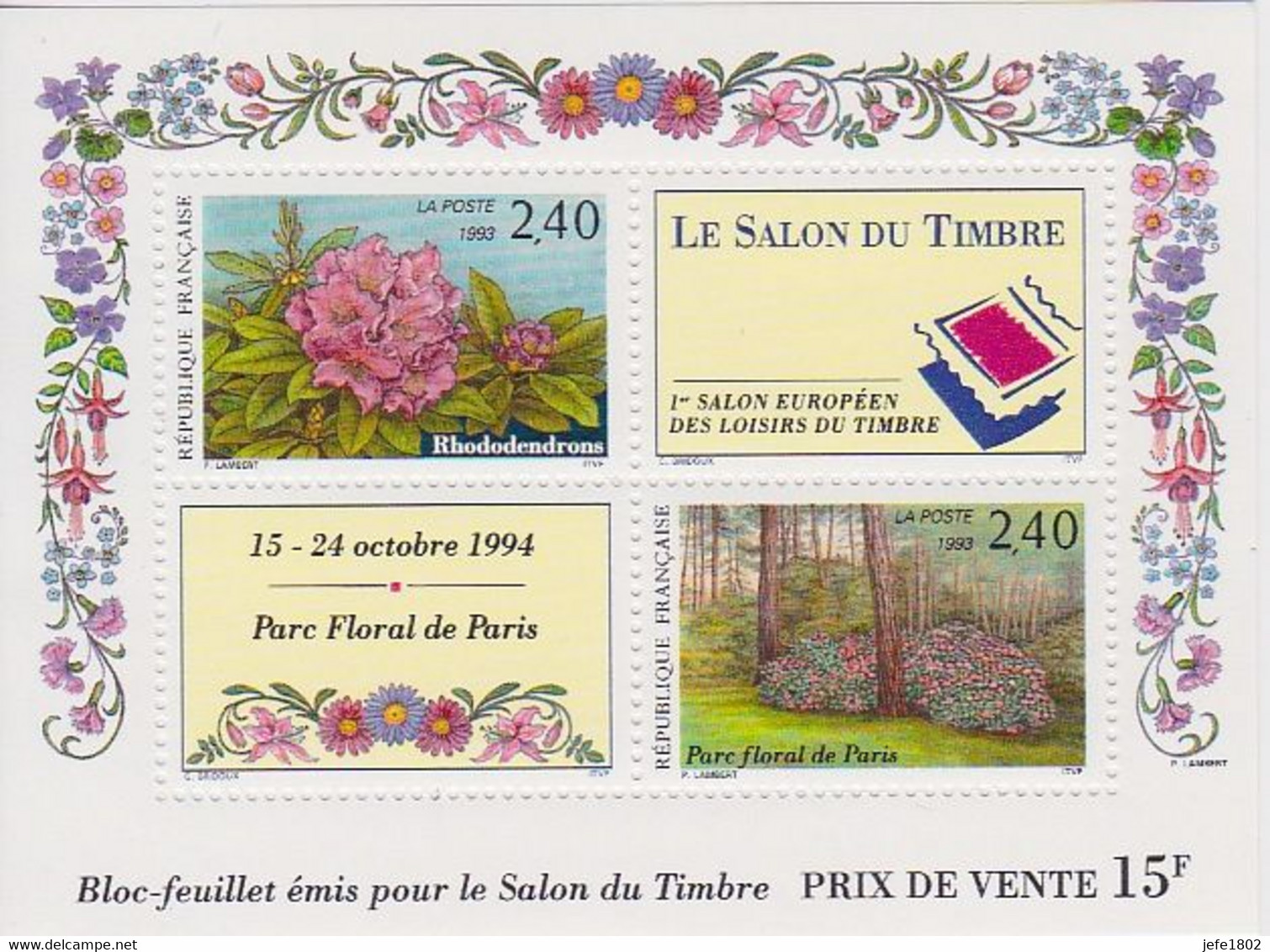 Le Salon Du Timbre 1994 - Rhododendrons - Dalhias - FFAP