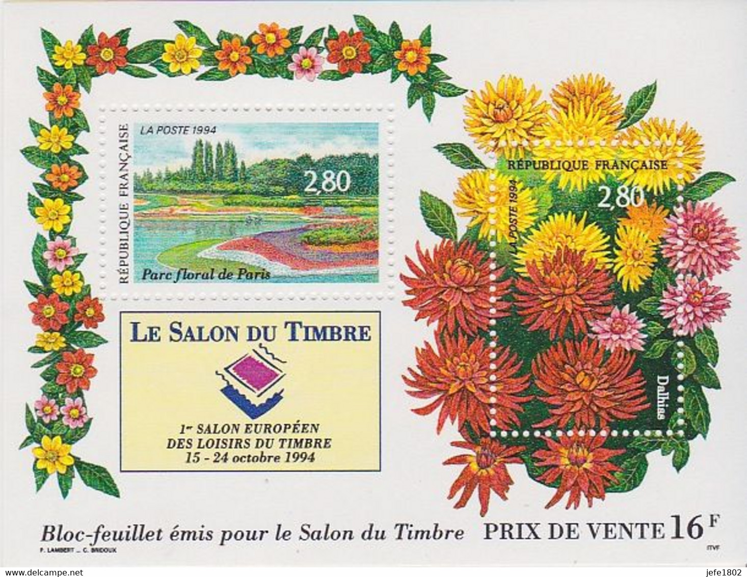 Le Salon Du Timbre 1994 - Rhododendrons - Dalhias - FFAP