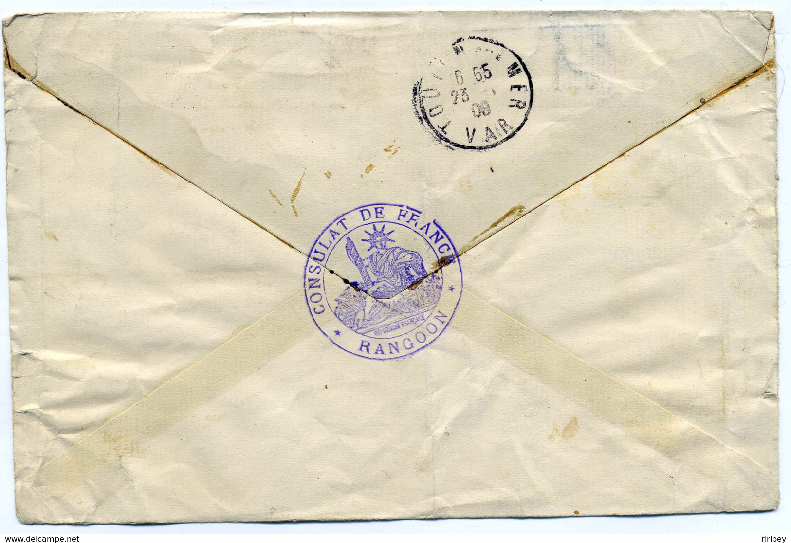 Consulat De France En Birmanie / TP Indes Anglaise YT N°58 Et 59 Oblitération RANGOON 1908 / Pour Toulon - Asia (Other)