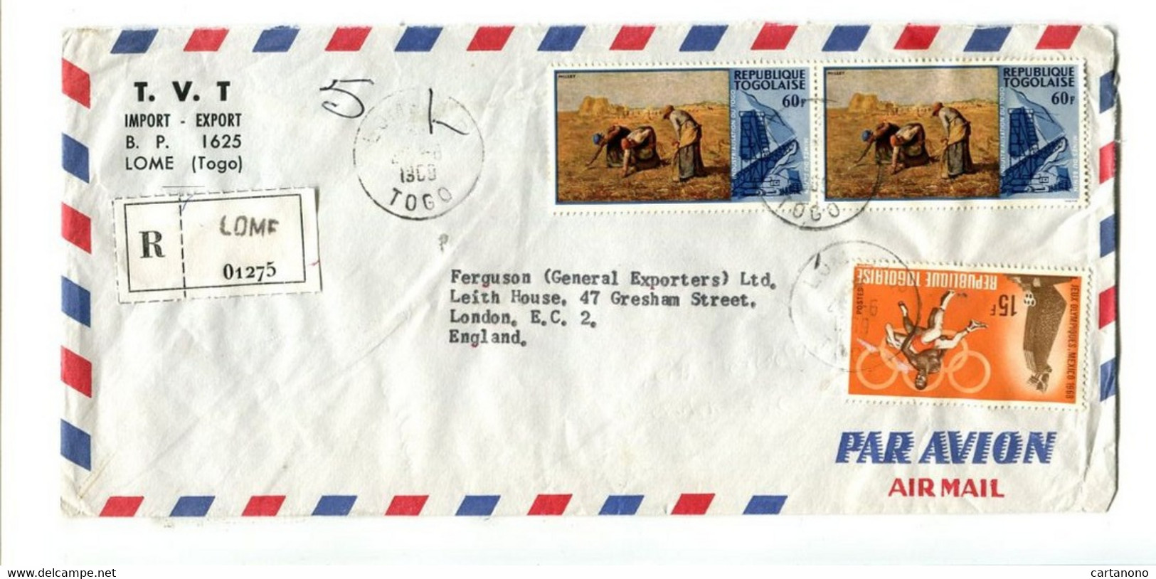 Répu.Togolaise 1969 - Affr. Sur Lettre Recommandée - Art / Impressionnisme / Les Glaneuses De MILLET - Impressionismus