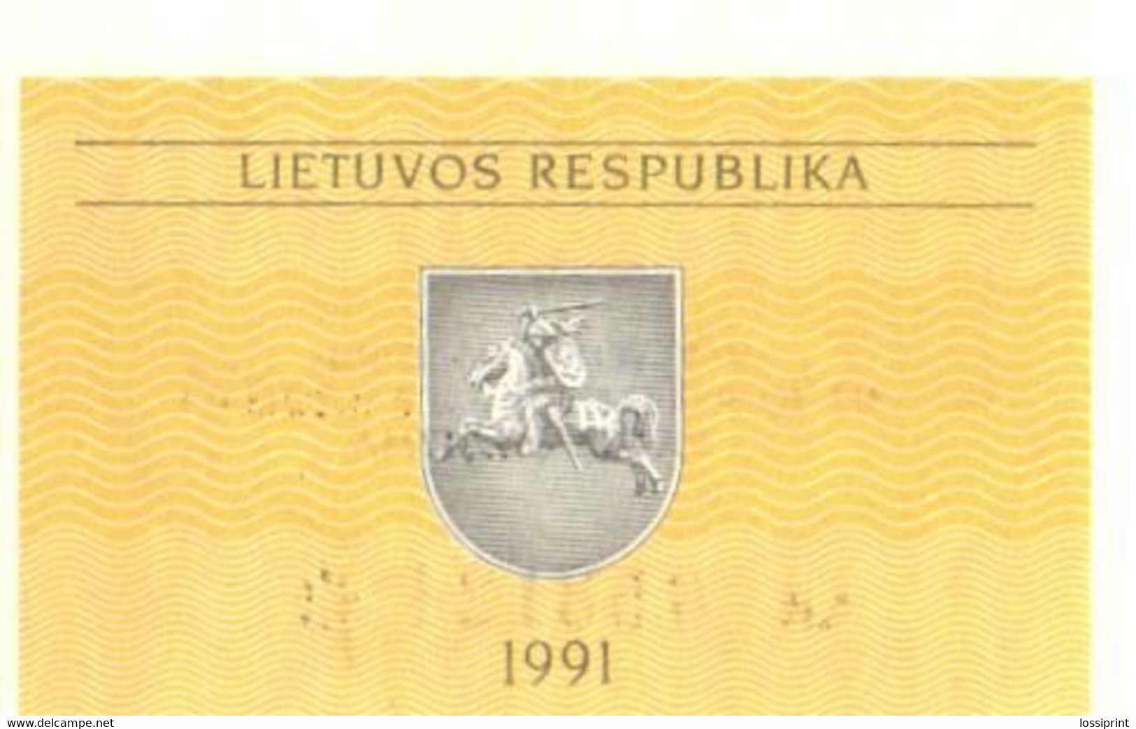 Lithuania:0,10 Talon 1991, With Overprint, AUNC - Lituanie