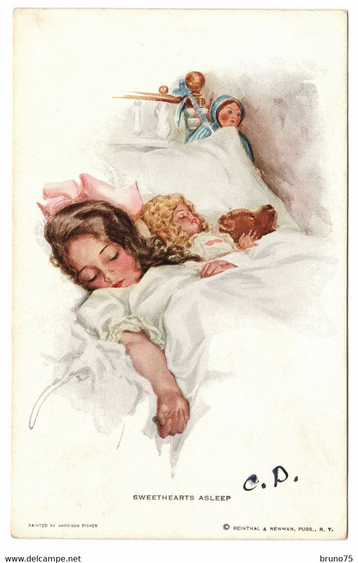 Harrison FISHER - Sweethearts Asleep - 1913 - Fisher, Harrison