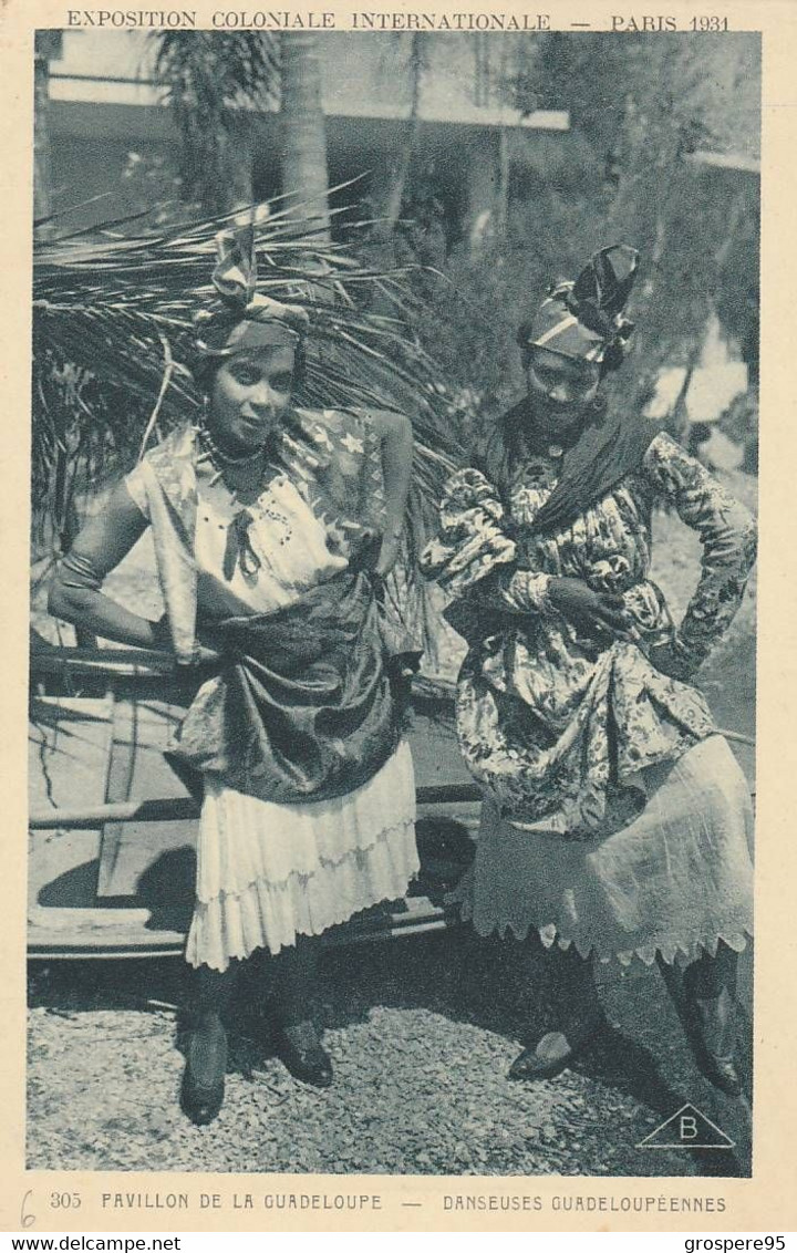 PAVILLON DE LA GUADELOUPE DANSEUSES 1931 EXPOSITION COLONIALE INTERNATIONALE PARIS + PUB VERSO - Otros & Sin Clasificación