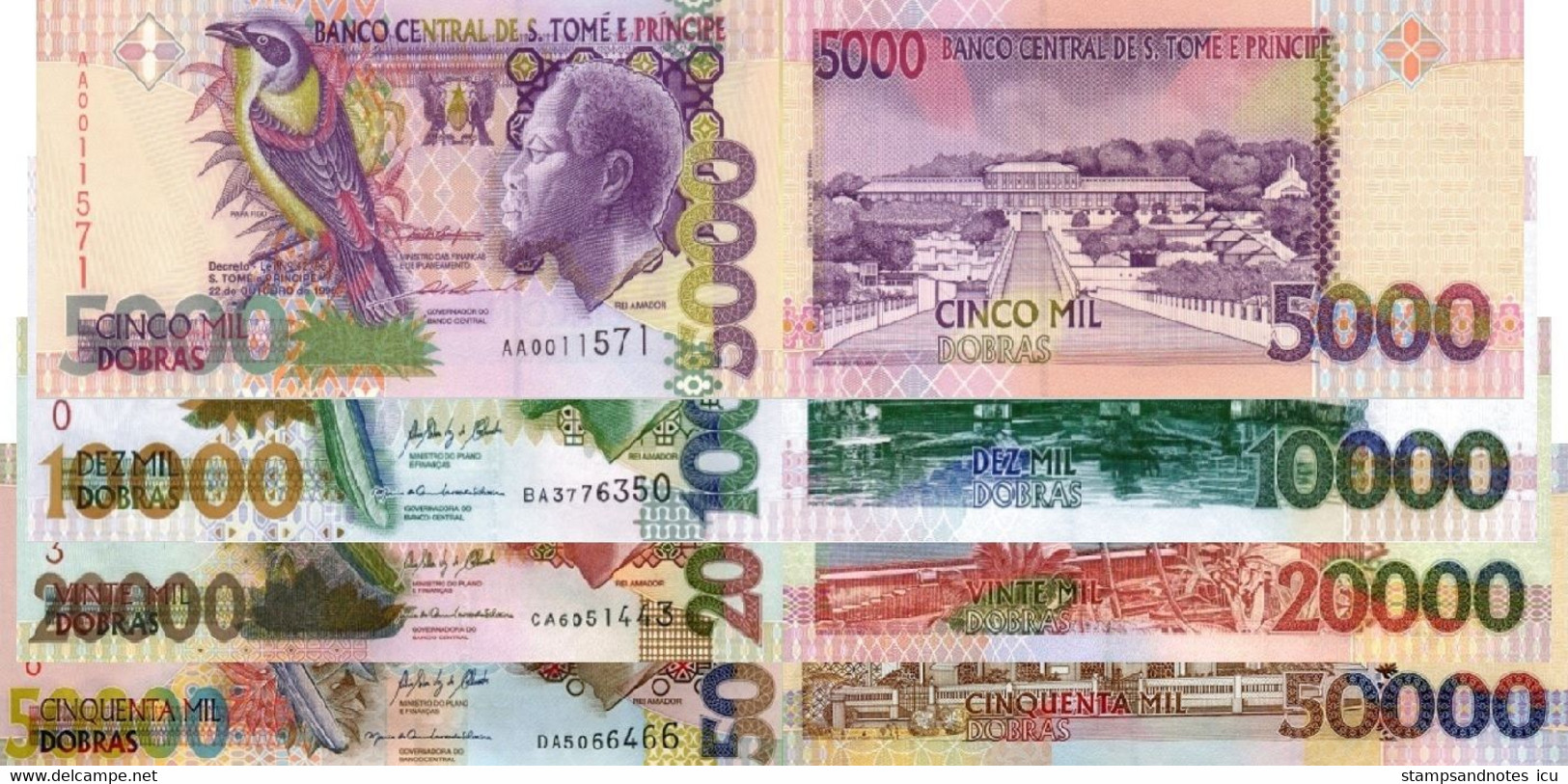 SAINT THOMAS & PRINCE 5000 10000 20000 50000 Dobras P 65 66 67 68 UNC Set Of 4 Banknotes - Sao Tome En Principe