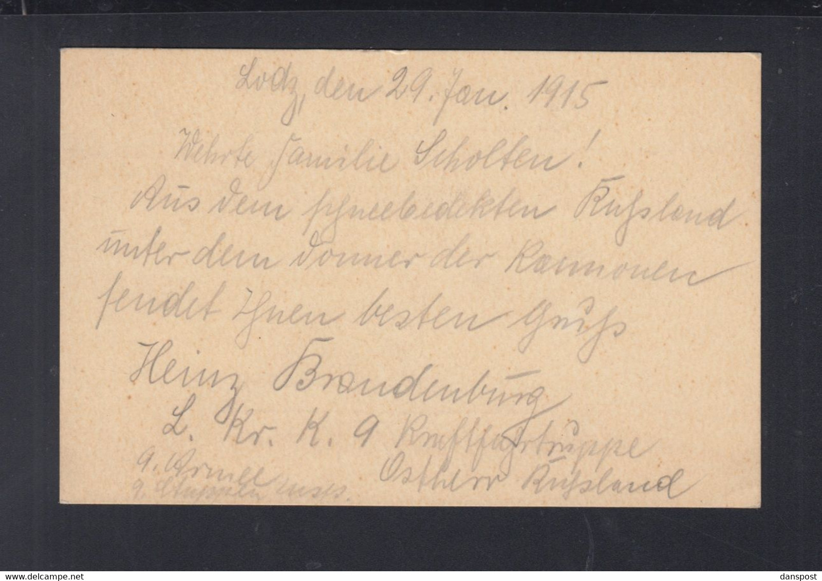 Polen Poland PK Lodz 1915 - Briefe U. Dokumente