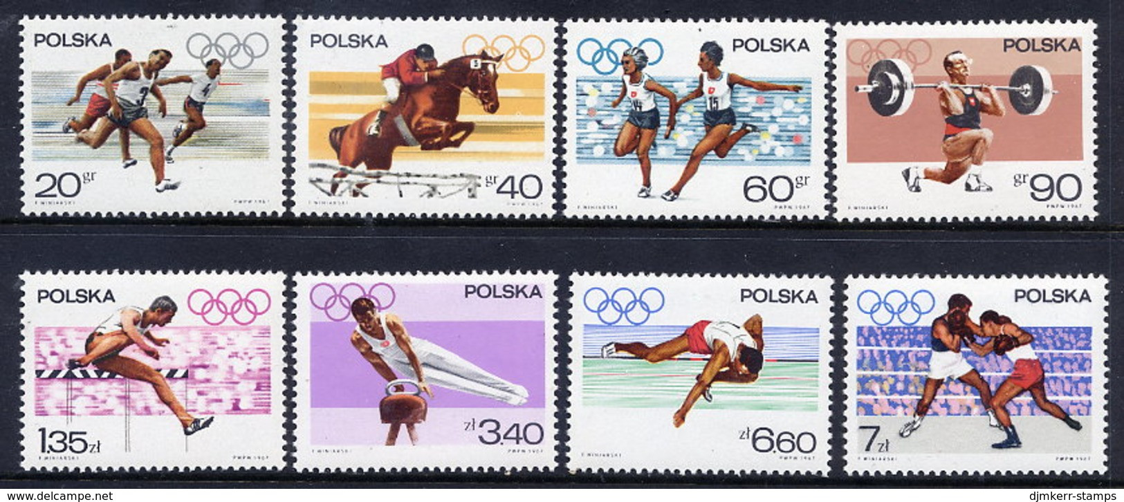 POLAND 1967 Olympic Sports MNH / **.  Michel 1761-68 - Unused Stamps