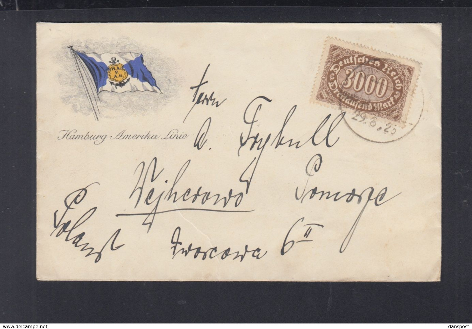 Dt. Reich Schiffspost 1923 Hamburg-Amerika Linie Nach Polen - Lettres & Documents