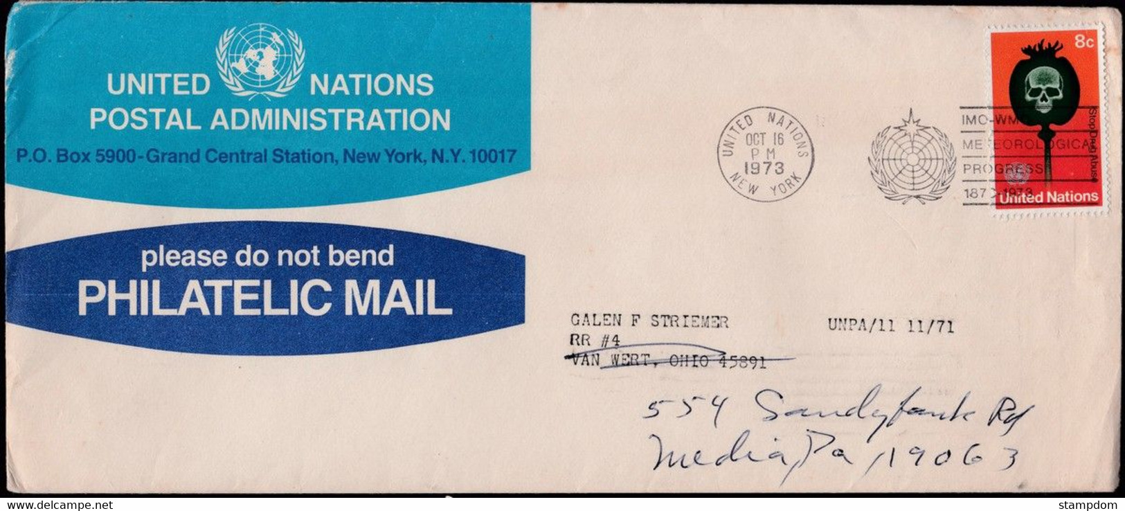 UNITED NATIONS NY 1973 COVER To USA @D6708L - Covers & Documents
