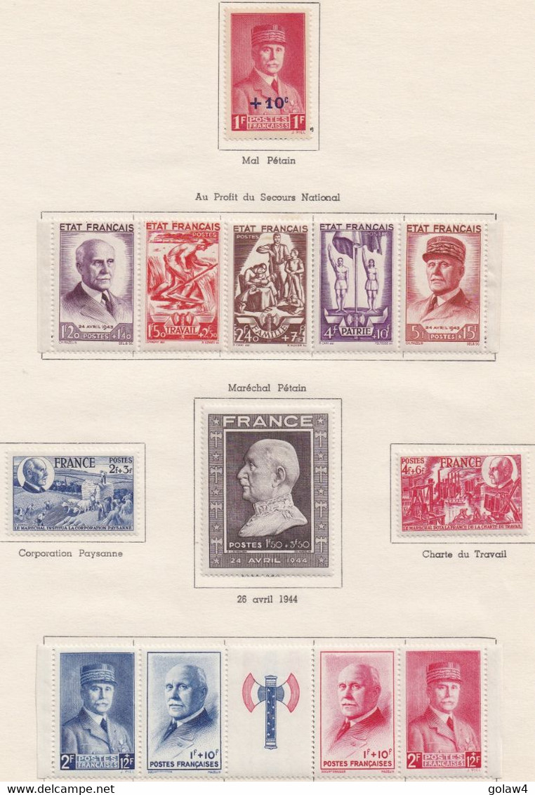 28136# LOT PETAIN TIMBRES BANDE TRAVAIL FAMILLE PATRIE ** BANDE SECOURS NATIONAL ** COLLEE PAR LES BORDS DE FEUILLE - Neufs