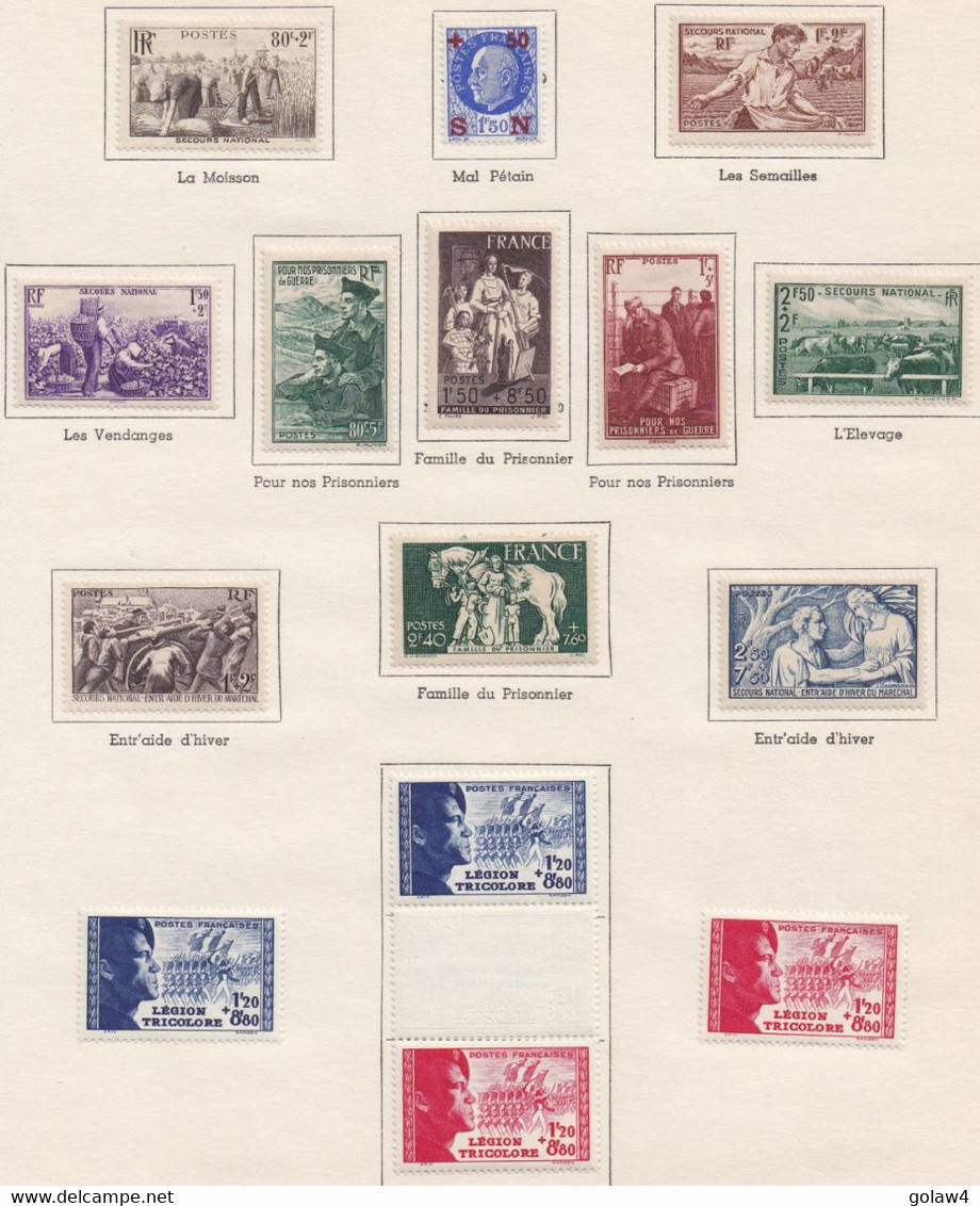 28137# LOT TIMBRES * SECOURS NATIONAL PRISONNIERS DE GUERRE LEGION TRICOLORE VENDANGE ELEVAGE MOISSON SEMAILLES - Neufs