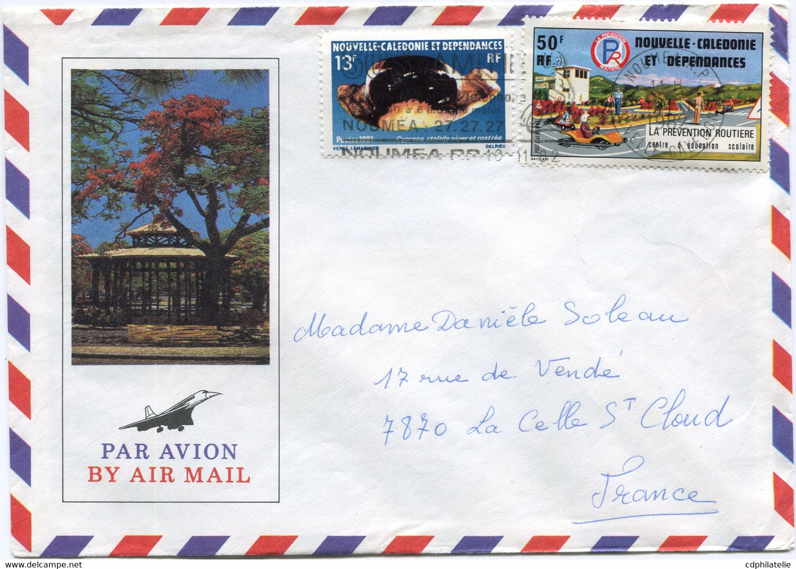 NOUVELLE-CALEDONIE LETTRE PAR AVION DEPART NOUMEA 10-11-82 POUR LA FRANCE - Cartas & Documentos