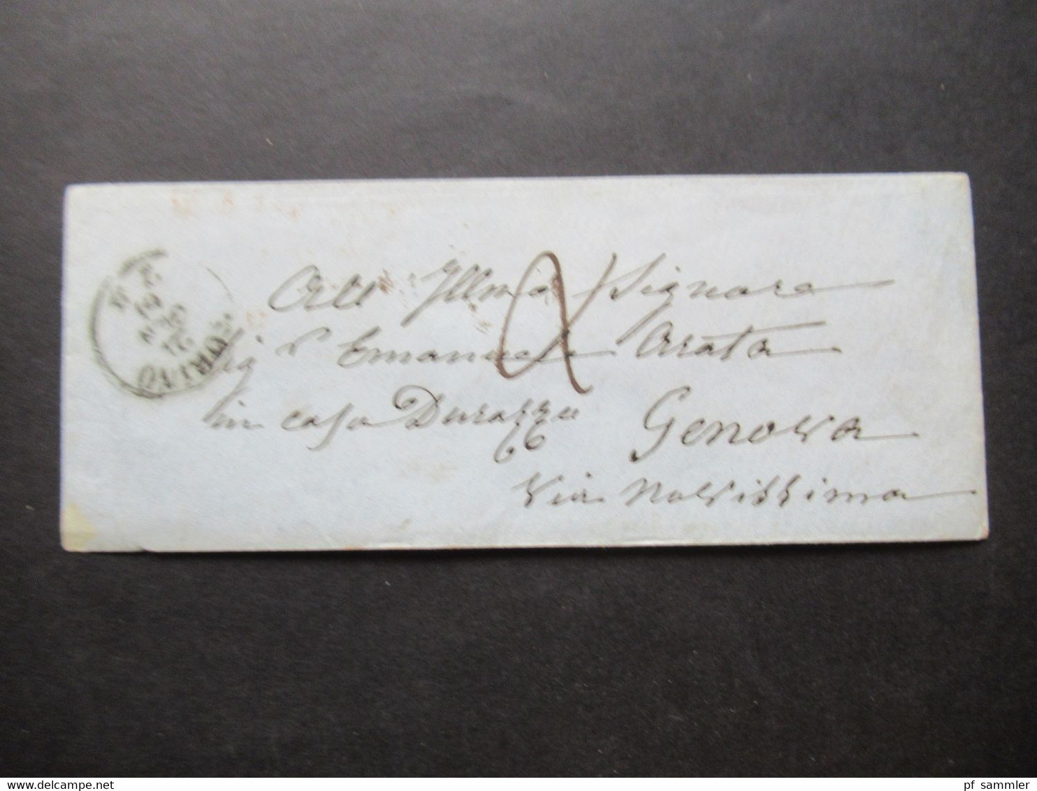 Italien Klassik 1861 Stempel Torino Und Ank. Stempel Genova Arrivo Umschlag Ohne Inhalt! - Lombardo-Vénétie