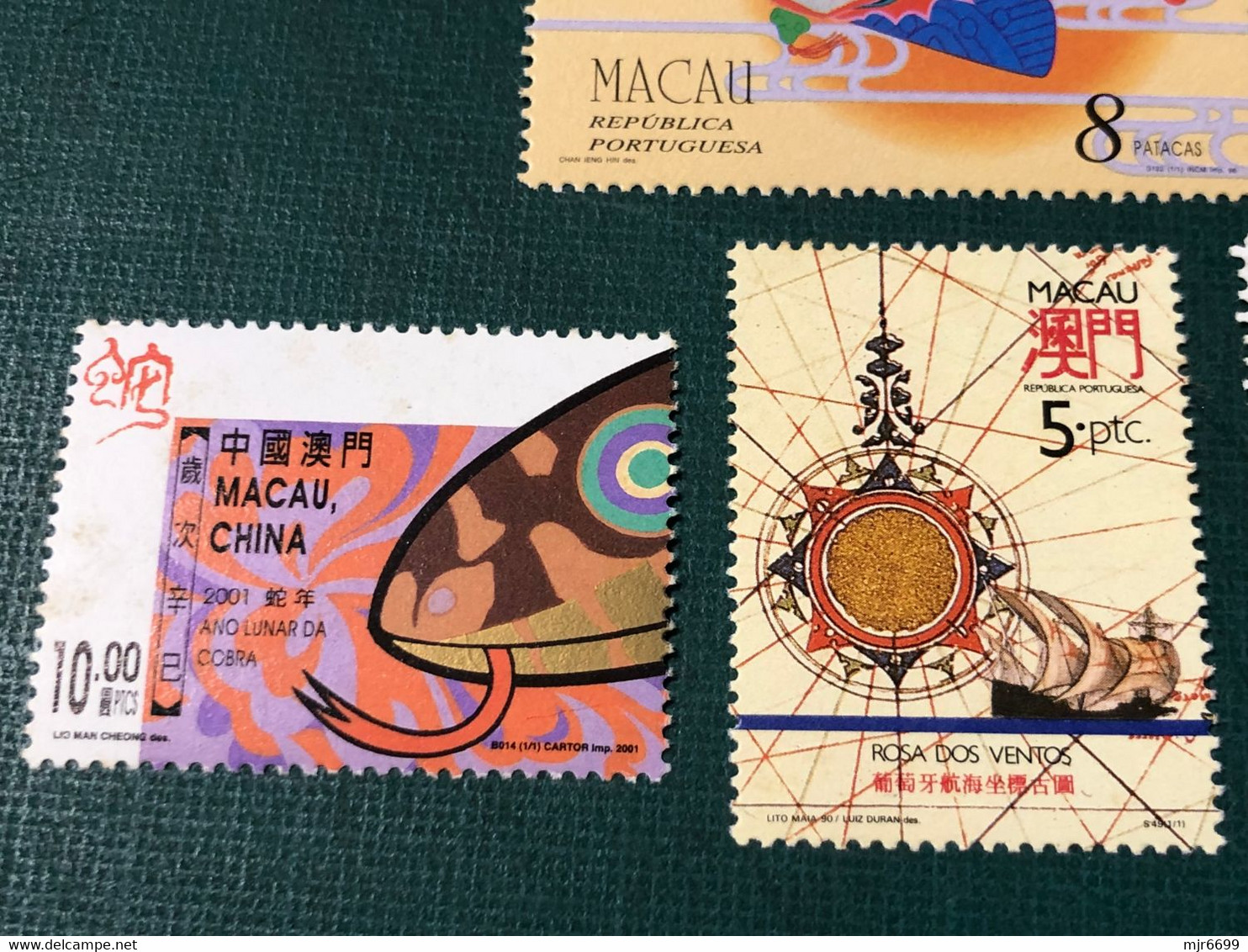 MACAU LOT OF 6 UNUSUAL STAMPS, KITES, SNAKE CALIGRAPHY, COMPASS CART. - Collections, Lots & Séries