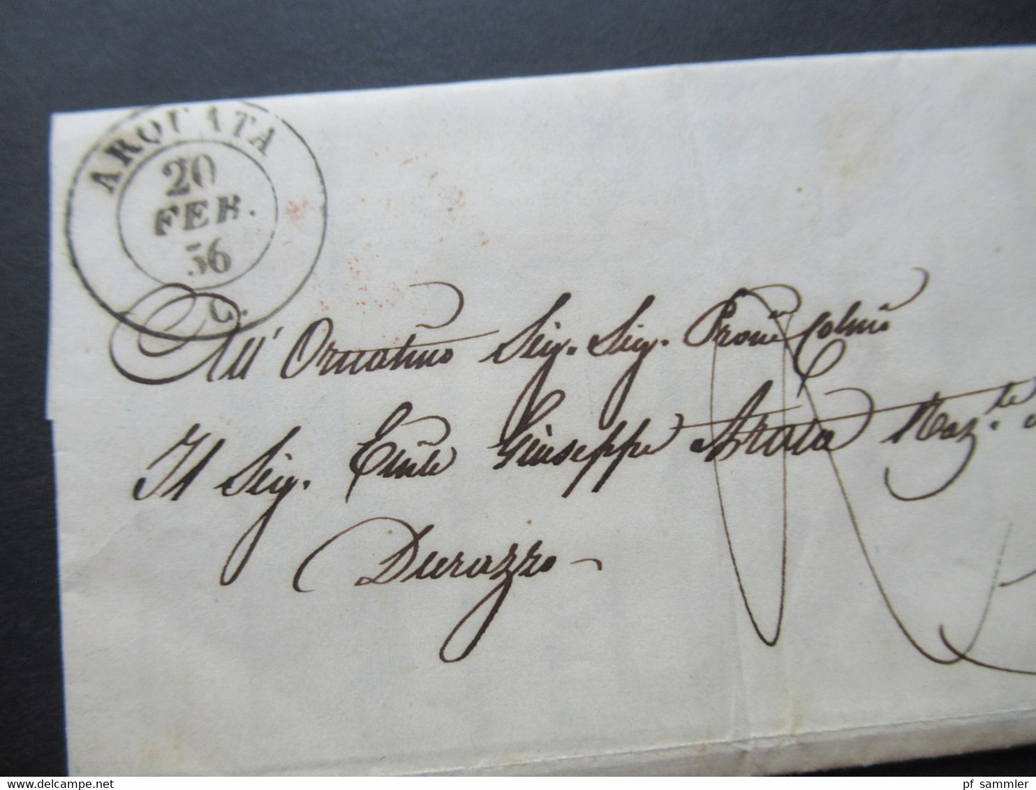 Italien Klassik 1856 Stempel Arquata Und Ank. Stempel Genova Arrivo Und K2 Poste Amr. Du Torino Faltbrief Mit Inhalt - Lombardo-Vénétie