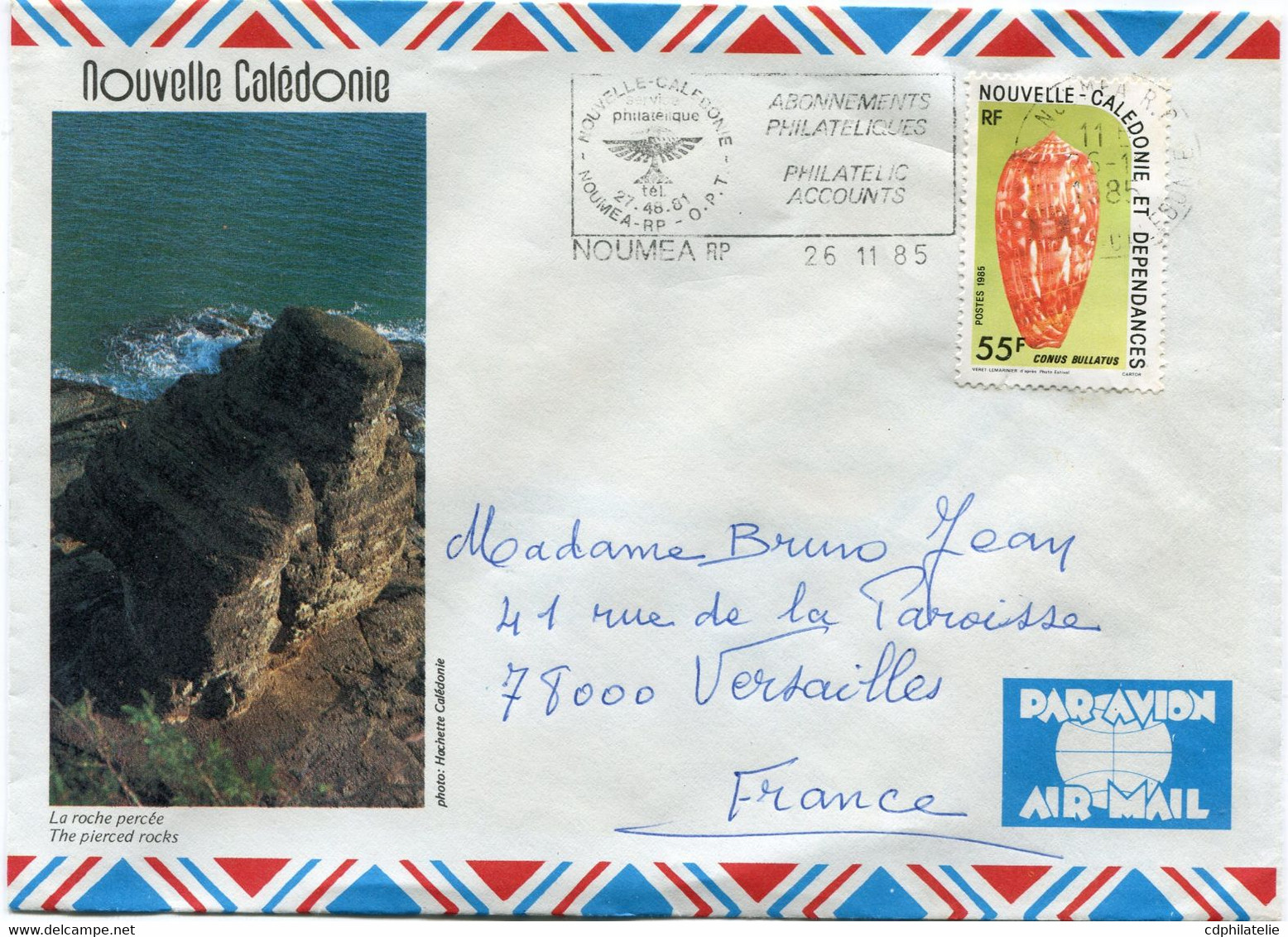 NOUVELLE-CALEDONIE LETTRE PAR AVION DEPART NOUMEA 26-11-85 POUR LA FRANCE - Briefe U. Dokumente