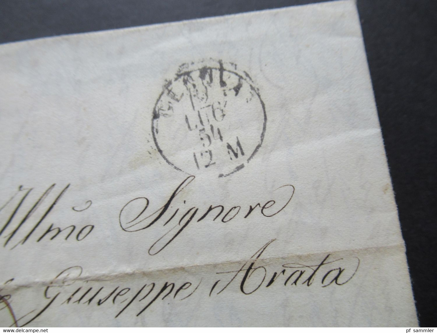 Italien Klassik 1854 Stempel Genova Faltbrief Mit Inhalt Und Ank. Stempel Genova Arrivo Geschrieben In Roma / Rom - Lombardo-Venetien