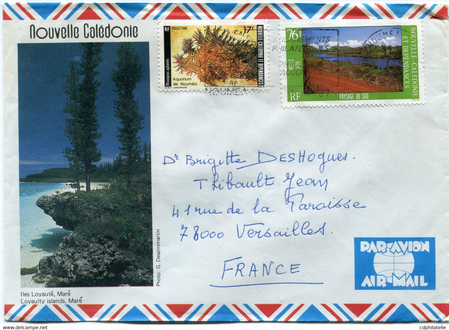 NOUVELLE-CALEDONIE LETTRE PAR AVION DEPART NOUMEA ?-?-87 POUR LA FRANCE - Storia Postale