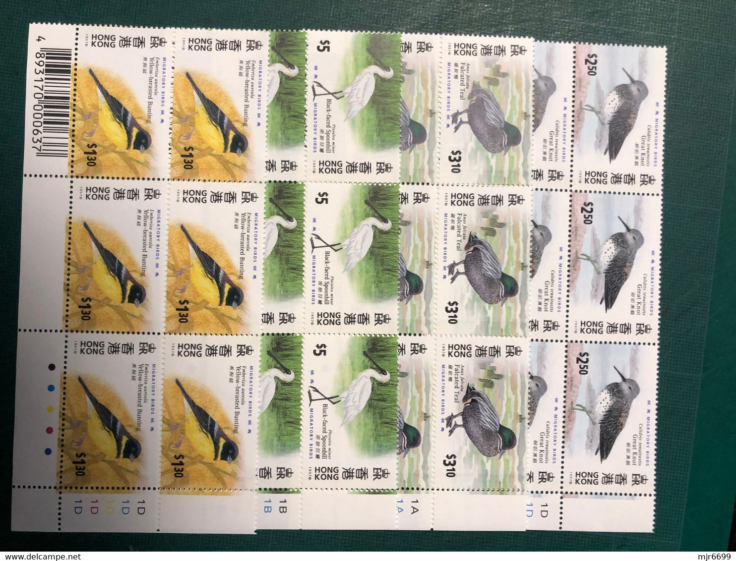 HONG KONG STAMPS IN 2 BLOCKS OF 4 + 1 BLOCK OF 6 OF BIRDS STAMPS. - Lots & Serien