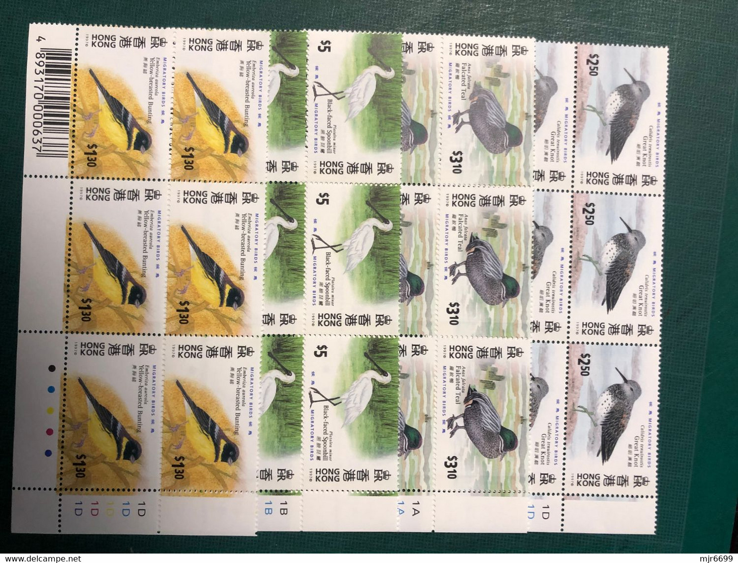 HONG KONG STAMPS IN 2 BLOCKS OF 4 + 1 BLOCK OF 6 OF BIRDS STAMPS. - Collections, Lots & Séries