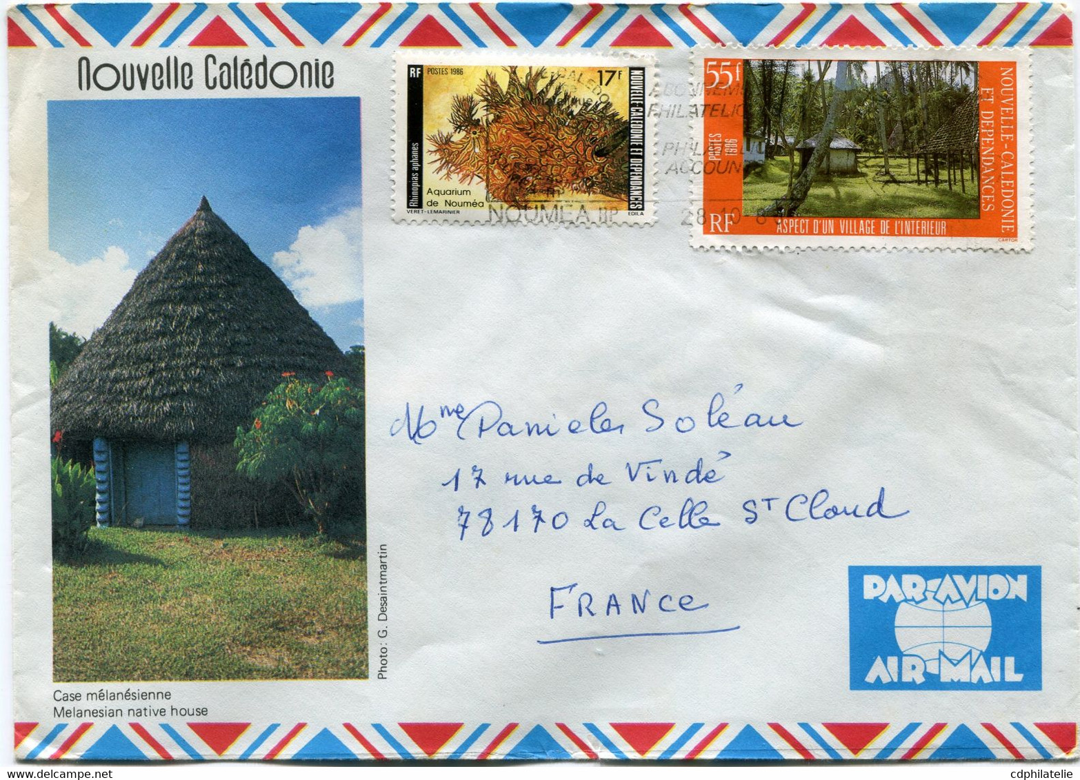 NOUVELLE-CALEDONIE LETTRE PAR AVION DEPART NOUMEA 28-10-8? POUR LA FRANCE - Storia Postale