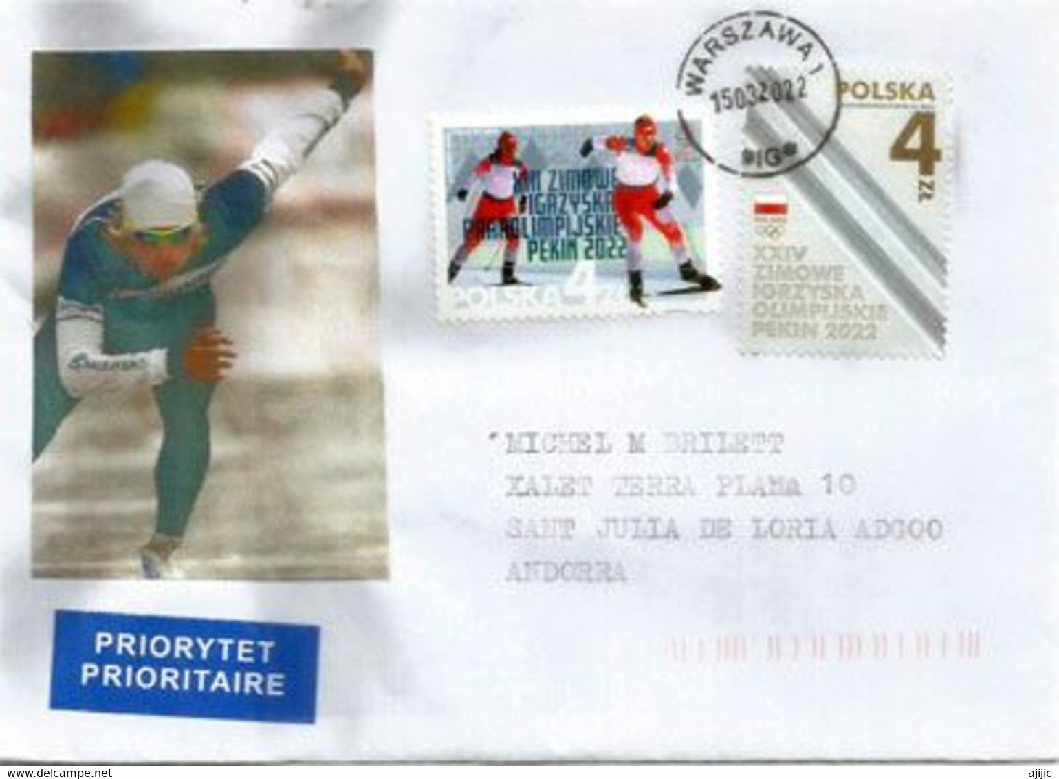 SPEED ICE-SKATING TEAM OF POLAND  At The Olympic Winter Games Beijing. Letter To Andorra - Estate 2020 : Tokio