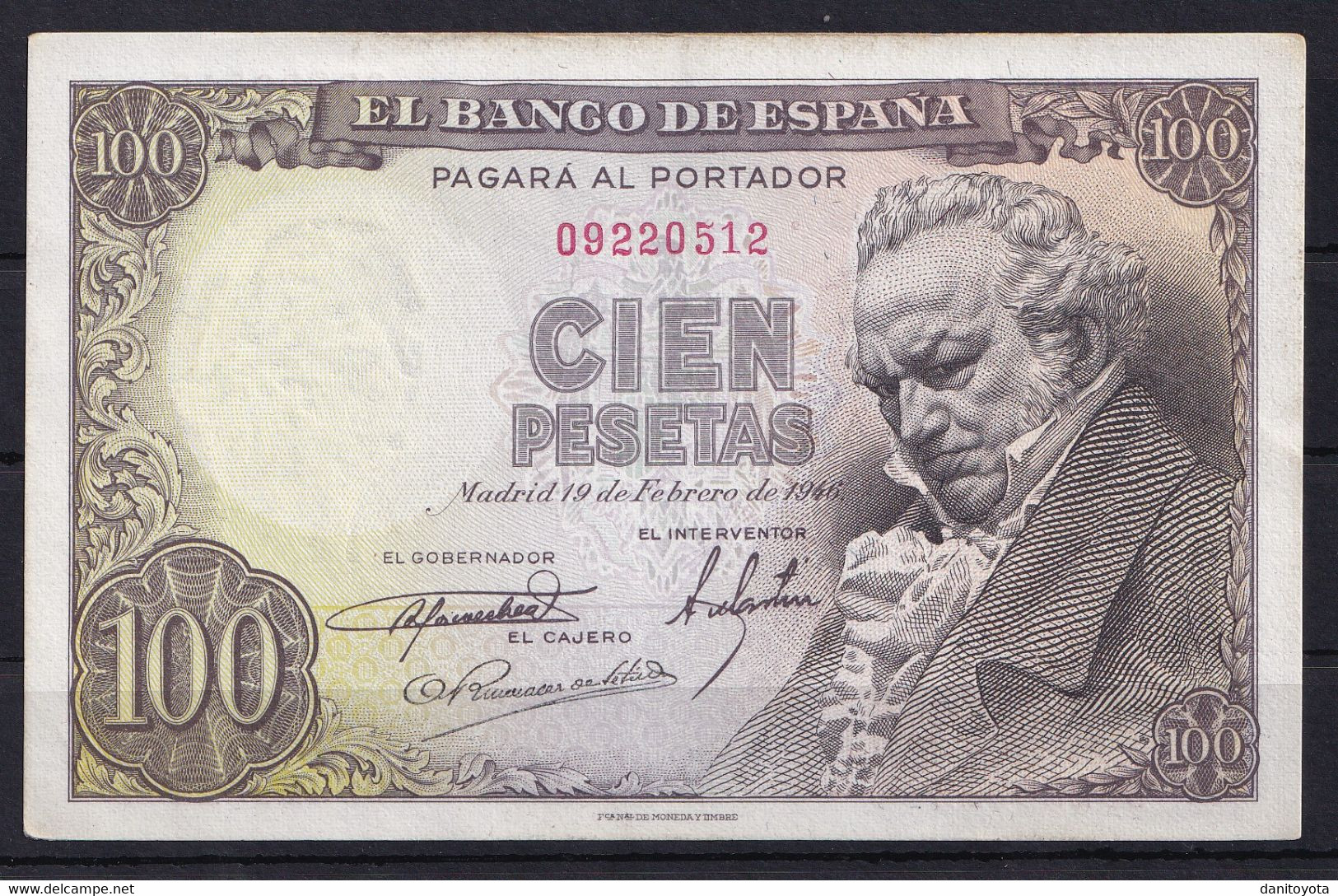 ESPAÑA. EDIFIL 451. 100 PTAS 19 FEBRERO DE 1946. CONSERVACION EBC - 100 Pesetas