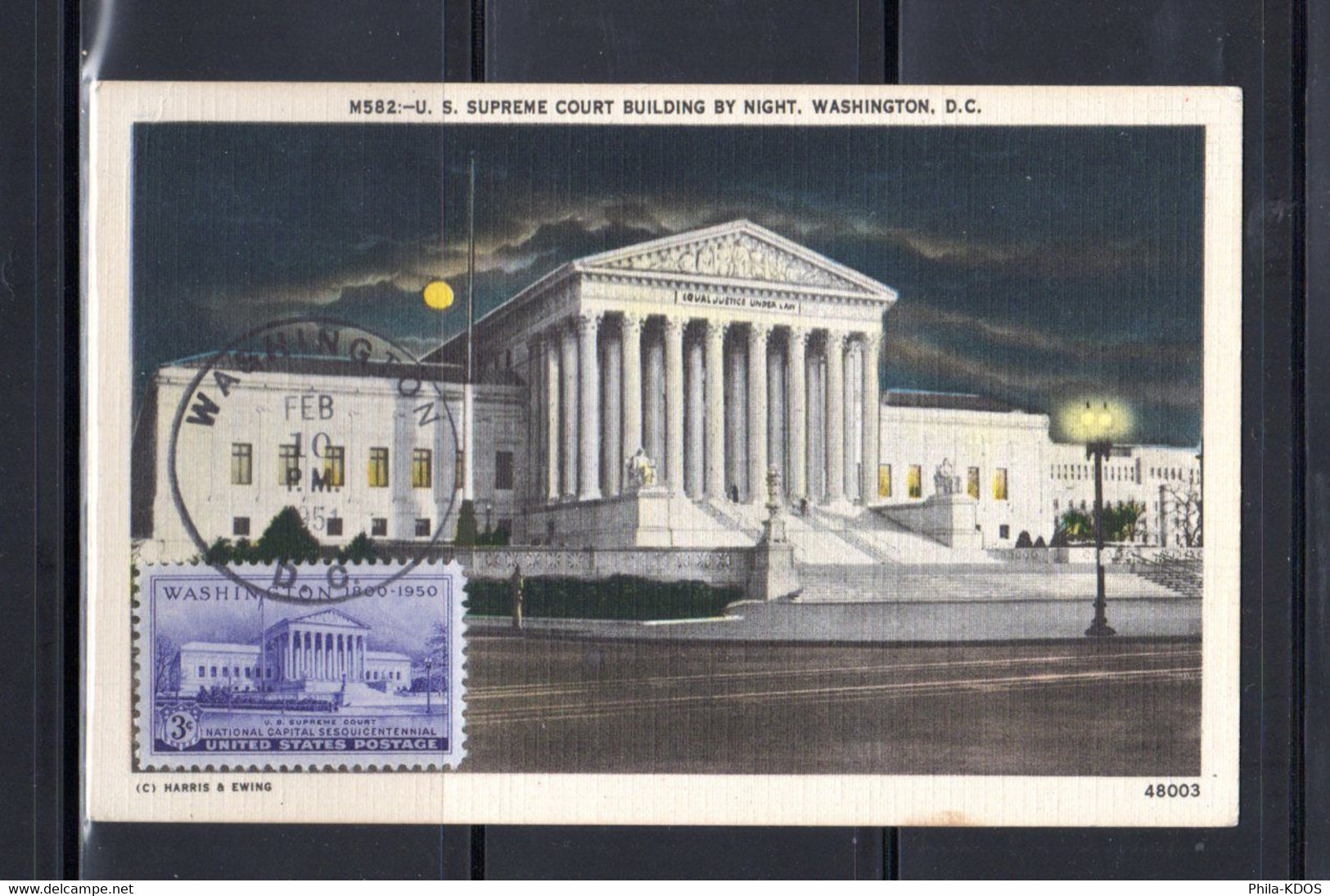 &#9989; 1951 " COUR SUPREME / WASHINGTON " Sur Carte Maximum Des ETATS UNIS N° YT 543 Voir Les Scans CM - Cartoline Maximum