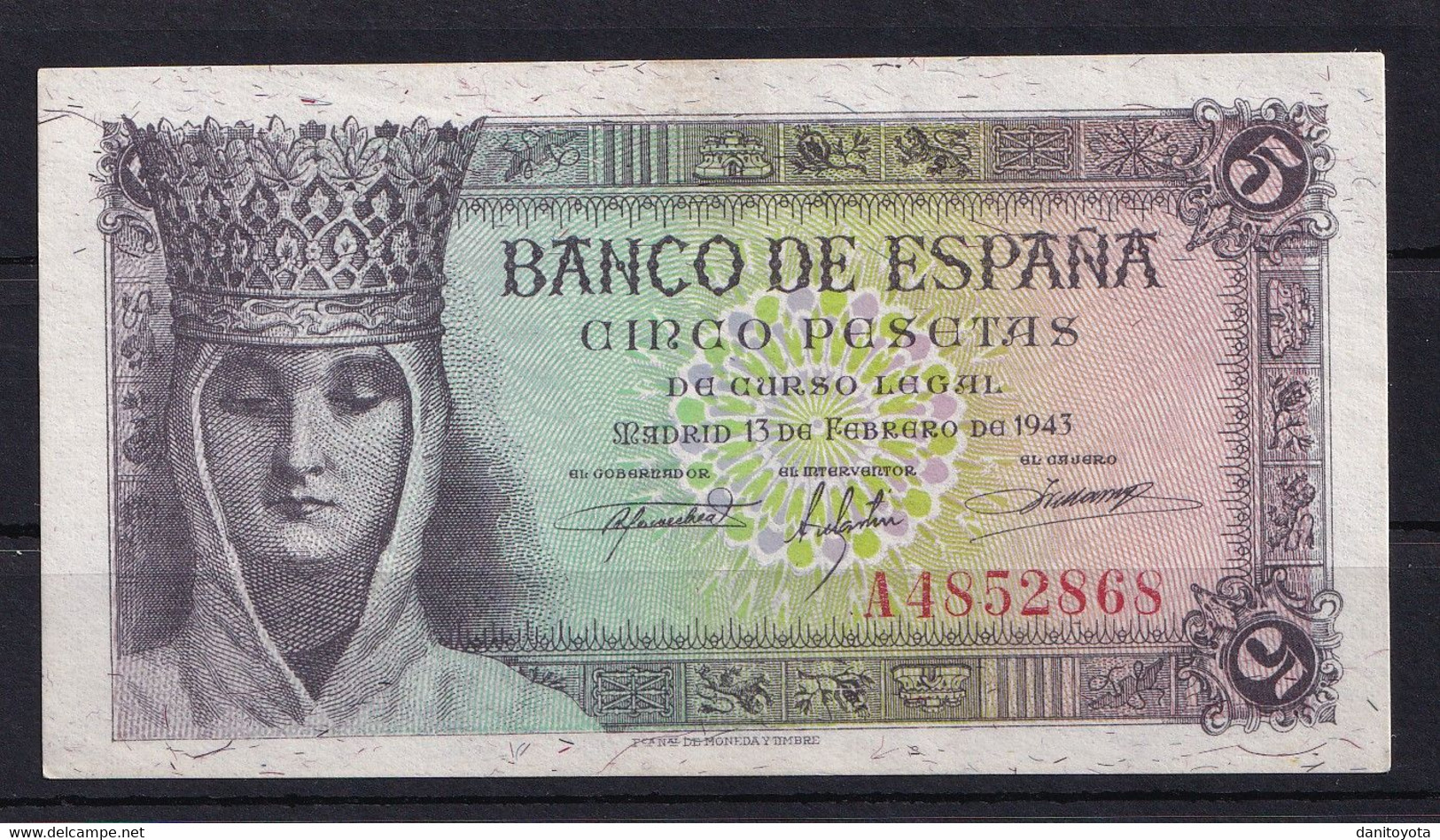 ESPAÑA. EDIFIL 446a. 5 PTAS SERIE ISABEL LA CATOLICA. EBC - 5 Peseten